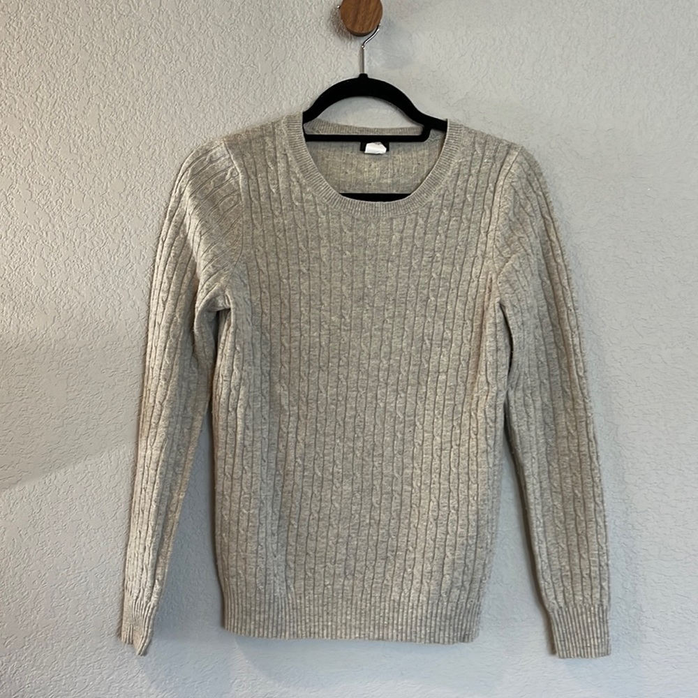 J.Crew. S. Gray cable sweater. Great condition.